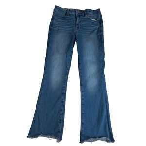 American Eagle High Rise Skinny Kick Jeans Womens 8 Raw Hem Flare Stretch